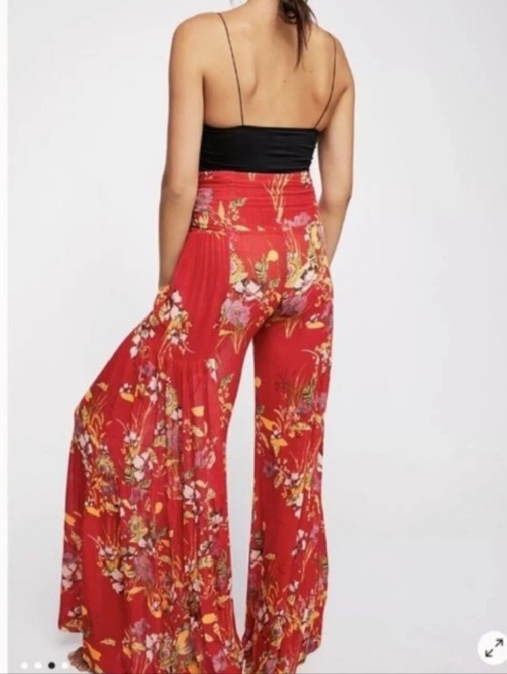 Free People FP One Aloha printed wide-leg Flowy pants Red Tropical Floral L - Picture 7 of 11